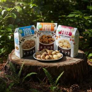 Sugar-free 90 Calorie Cookie 170g -Mini Bite Size Chocolate Chip, Peanut Butter Cup, & Salted Caramel