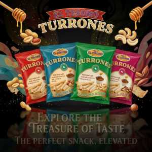 El Tesoro Turrones 150g - Rolled Baked Waffle Snack with Honey - Assorted ,Mani, Pili & Casoy, waffle