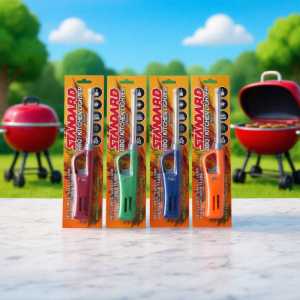 Standard Refillable Bbq Kitchen Lighters - Assorted Colors with Child Safety Lock and Adjustable Flame