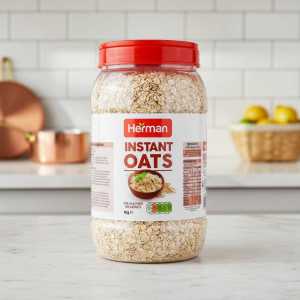 Herman Instant Oats 1kg - Nutritious Quick Cooking Oatmeal in Resealable Jar