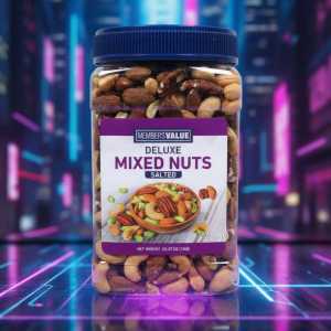 Members Value Deluxe Mixed Nuts, Salted 1kg- Premium Blend with Cashews, Almonds, and Pecans