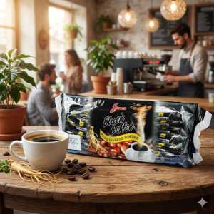 Jimms Black Coffee Power 3-in-1 Instant Ginseng Coffee Mix 2gx48 - Value Pack Individual Sachet Sticks