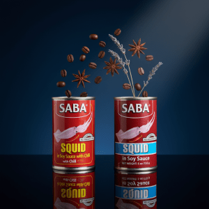Saba Canned Squid Variety: Squid in Soy Sauce & Squid in Soy Sauce with Chili, 155g