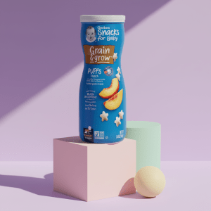 Gerber Grain & Grow Puffs, Peach Baby Cereal Snack, 1.48 Oz Canister