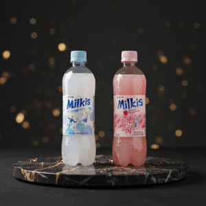 Lotte Milkis Carbonated Milk & Yogurt Soda 6(packs)x300ml- Original and Strawberry Flavor Bottles