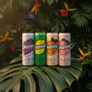 Popsup Sparkling Fruit Beverage- Grape x3, Lemon x3, Orange x3, and Peach x3 330ml Cans - Pack of 3