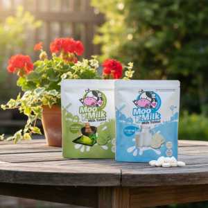 Moo Moo Milk Tablet Snacks - Matcha Green Tea & Original Milk Flavors