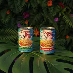 Ocean Best Tuna Flakes 155g (3Packs) - Hot & Spicy Tuna | Vegetables Flakes,  185g Canned Tuna