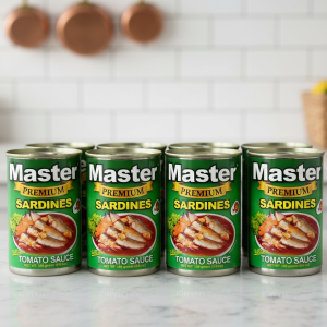 Master Premium Sardines in Tomato Sauce, 155g (5.5 Oz) Can - Pack of 6