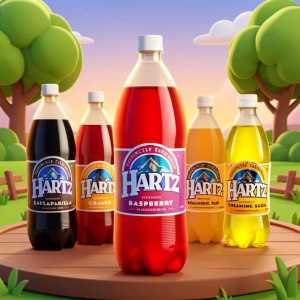 Hartz Soft Drink Raspberry, Sarsaparilla, Orange, and Lemon Lime Sodas