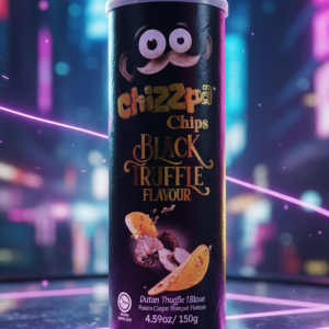 Chizzpa Premium Black Truffle Potato Crisps - 130g Gourmet Snack Canister