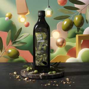 Rey Don Jaime Olive Pomace Oil 1L- Aceite De Orujo De Oliva - Dark Ribbed Bottle