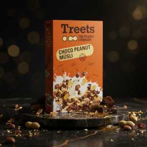 Treets Choco Peanut Müsli - Crunchy Breakfast Cereal with Roasted Peanuts and Chocolate - 400g