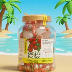 Jellyum Konjac Lychee Jelly 1.8kg- Japanese Style Fruit jelly pudding - Refreshing Low Calorie Treats